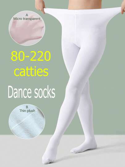 1pc Plus Size/Extra Large White Dance Tights, Adult Women's Ballet Practice Stockings, Suitable For Overweight Ladies Up To 200lbs, Thin Opaque Stirrup Tights For Spring/Summer, Ballet Practice Essentials