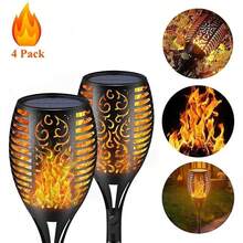 Outdoor Solar Flashlight, Apzzloxh Semi-Recessed LED Path Lighting, Low-Voltage Auto Switch Control, Detachable Lawn Lights And Landscape Lighting, Solar Flame Effect Garden Flashlight, Plastic Lampshade, Rechargeable Ni-MH Battery - Multi-Pack