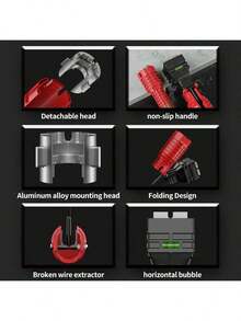 HALMAN 18 in 1 Plumbing Tools, Sink Faucet Installer Socket Wrench, Diseño de plegado innovador,antideslizante,Llave de fregadero multifuncional,Mango cómodo + Diseño extralargo, para instalación de tuberías en cocina y baño,Multifunctional Tool for Toilet and Water Pipe, Foldable - Rojo - Ver 9