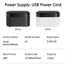 1pc 150ml 7 Colors Lighting Flame Ultrasonic Aroma Diffuser With Digital Clock, Remote Control, Aromatherapy Diffuser Machine, Portable USB Essential Oil Desktop Diffuser Air Humidifier, Ideal For Home & Office Decor