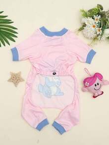 1pc Cute Rabbit Print Pet Puppy Pajamas, Soft Fabric, Easter Special Offer - Pink - View 5