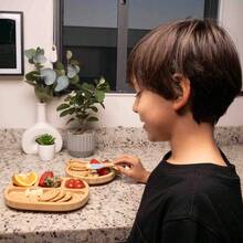 TendenciaPlato Entrenador De Bambú Con Antideslizante Y CubiertosCalidad premium - Beige - Ver 7