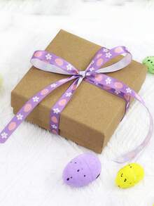 1roll 5-Yard Easter Ribbon, Gift Bouquet Wrapping Ribbon, Colorful Egg And Carrot Design Ribbon, Satin Ribbon, Suitable For Gifts, Bouquet Wrapping, DIY Hair Accessories, DIY Bows, DIY Wreaths, Cake And Baking Gift Wrapping, Perfect For Themed Parties, Easter Decorations And Home Decor. - Multicolor - View 3