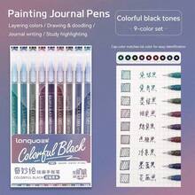 9pcs Morandi Color Pens Set Transparent Barrel Multi Colors Gel Ink 0.6mm Ballpoint Spot Liner For Drawing Highlighting, Office Supplies, Student Back To School Stationery Gift - Hot Pink - View 38