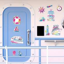 12pcs Cruise Ship Door Magnets Decor, Nautical Boat Car Fridge Magnet Stickers Anchor Cruise Cabin Fridge Magnetic Decorations, Suitable For Cabin Carnival Party - Multicolor - View 9