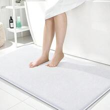 OLANLY Thick Memory Foam Bath Mat Rug 44x24, Extra Soft Absorbent Bathroom Rug, Quick Dry Bath Mats, Non-Slip, Machine Washable Carpet For Bathroom, Tub And Shower, Home Decor Accessories, White - White - View 1