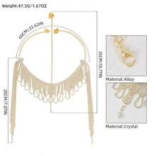 Women's Luxury Tassel Crystal Headchain, Multi-Layer Crystal Forehead Chain Headband, Retro Fashion Hair Accessory - Gold - View 3