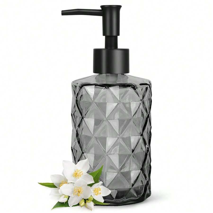 Topsky Glass Soap Dispenser With Plastic Pump, 330ml Liquid Hand Soap Dispenser, Rustproof Pump For Kitchen & Bathroom, Great For Lotions, Essential Oil, Liquid Soaps Clear Black - 鑽石般清澈的黑色 - 查看 1