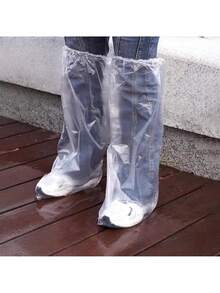 5 Packs Outdoor Wear-Resistant Isolation Foot Covers Waterproof Anti-Slip Thickened High-Cut Disposable Rain Boots - Clear - View 3