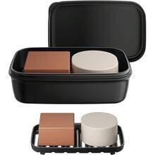 Leakproof Travel Soap Dish With Lid Draining Layer Large Capacity Portable Soap Holder Case I Gym Camping Bathroom Use - màu đen - Xem 1