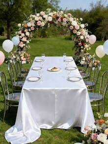 1 Stück rechteckige Satin-Tischdecke, hergestellt aus einem glatten Stoff ähnlich wie Seide, geeignet für die Dekoration von Partys, Hochzeiten, Outdoor-Veranstaltungen, Festessen und Banketten (Burgund/Rot/Weiß). Hochzeitsdekoration, weiße Hochzeitstischdecke, Valentinstag Tischdecke Valentinstag - Verschiedenfarbig - Übersicht 2