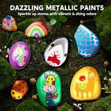 JOYIN Kit de pintura de 12 rocas que brillan en la oscuridad, 43 piezas de arte y manualidades para niños de 6 a 12 años, materiales de arte con 18 pinturas, Juguete de Navidad - Original - Ver 2