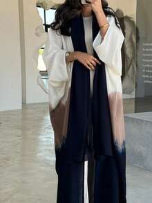 Fashionable Long Batwing Sleeve Cover Up, Casual Zipper Design, Loose Fit, Suitable For Daily Wear