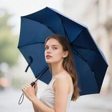 Windproof Travel Umbrella - Automatic Compact Folding Umbrella For Rain, Small Portable Windproof Umbrellas For Men Women And Teenagerssss (Navy Blue),42Inch-1Pack,NavyBlue - 海軍藍 - 查看 9