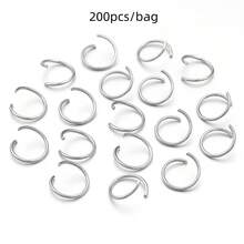 200pcs Stainless Steel Open Jump Rings, Necklace & Bracelet Connector Rings, Handmade Craft Rings, Beaded Bracelet Linking Rings, DIY Jewelry Making Findings - Single-loop Opening - View 12