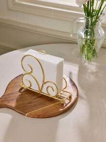 Cirelle 1pc Iron Wire European Style Napkin Holder, Paper Towel Holder, Minimalist Napkin Rack - Gold - View 2