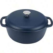 & Basics - Horno holandés cubierto de hierro fundido esmaltado 6 cuartos de galón azul marino mate - Multicolor - Ver 1