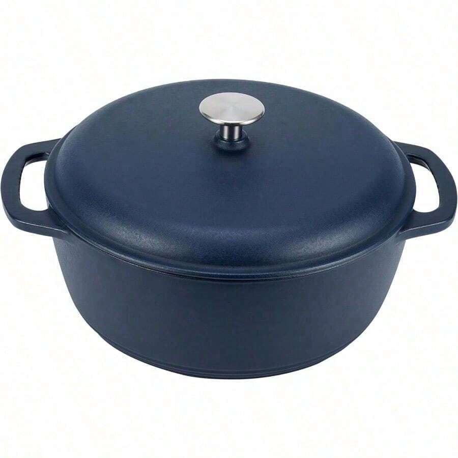 & Basics - Horno holandés cubierto de hierro fundido esmaltado 6 cuartos de galón azul marino mate - Multicolor - Ver 1