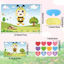 Valentines Day Games - Pin The Heart On The Bee With 36 Heart Stickers Valentines Day Games For Boys, Girls Ang Adults Classroom Party Pin Game With Reusable Heart Stickers - Multicolor - View 2