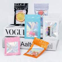 100pcs Transparent Window Jewelry Bags, Gradient Color Jewelry Sealed Bags, Reusable, Dust-Proof And Anti-Oxidation, Suitable For Rings, Earrings, Necklaces, Pendants And Other Jewelry, Jewelry Accessory Storage, Household Essential, Holiday Gift , Makeup Room Decor - Multicolor - View 4