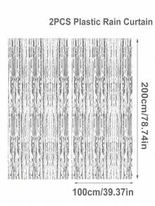 2/3/6pcs Silvery Metallic Tinsel Foil Fringe Curtains, Fringe Tassel Ribbon Backdrop,Party Decorations, Birthday Background Decor, Shiny Metallic Texture Rain Curtain, Suitable For Photography Studio Props, Birthday Party, Bridal Shower, Wedding Party Decor, Event Styling, Birthday Decorations,Babyshower Decor,Room Wall Decorations, Home Decorations - Silver - View 12