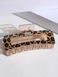 1个时尚大号方形发爪，豹纹发夹，多功能大号发爪女士发夹时尚发饰优雅发夹休闲发夹 - 彩色 - 查看 3