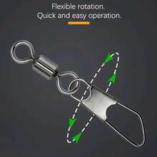 DNDYUJU piezas Conector deñuelo de pesca de acero inoxidable tipo A, rodamientos de pesca, giratorios, accesorios de pesca de carpa - 100 piezas tamaño 10 - Ver 5