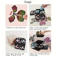 4pcs Surprise Butterfly Pop-Up Gift Box - Spring-Driven Flying Mechanism, Sturdy Cardboard Material, Self-Assembly Required. Suitable For Birthday, Graduation, Valentine's Day, Wedding, Proposal And Christmas Occasions. Battery-Free Pop-Up Flying Gift Box. Floral Pattern Design. A Magical Surprise Packaging For Adults, Ideal For Wedding, Event And Holiday Gifts. - Multicolor - View 12