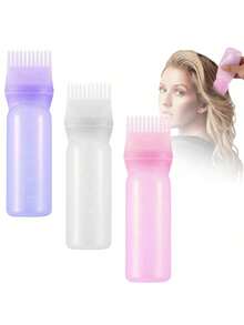 3/2/1 Salon Hair Oil Applicator Bottles, Professional Hair Care, Hair Root Applicator Bottle, Hair Dye Applicator Bottle - Hair Treatment Applicator Bottle And Scalp Massage Comb, Scalp Cleaner And Head Massager, Relieve Stress, Promote Hair Growth, Unisex Shower Brush - Make Your Shampoo Day Easier And Quicker, Suitable For Home Salon Hairstyles - White - View 6