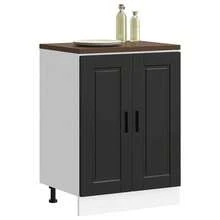 vidaXL Armadio da cucina Porto nero in bois d'ingénierie - nero - Visualizzare 2
