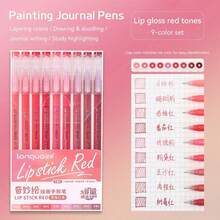 9pcs Morandi Color Pens Set Transparent Barrel Multi Colors Gel Ink 0.6mm Ballpoint Spot Liner For Drawing Highlighting, Office Supplies, Student Back To School Stationery Gift - Hot Pink - View 30