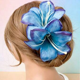1 st elegant hårspänne med liljeblomma, mångsidigt sidotillbehör med blommönster för kvinnor, lämplig för vardagsbruk, klospännen, hårspännen, hårspännen