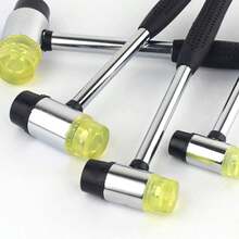 2-i-1 mjuk klubba - läderverktyg, gummiklubba, svart plastbelagt handtag och dubbelhuvad gummiklubba, lämplig för 25 mm handhållna projekt