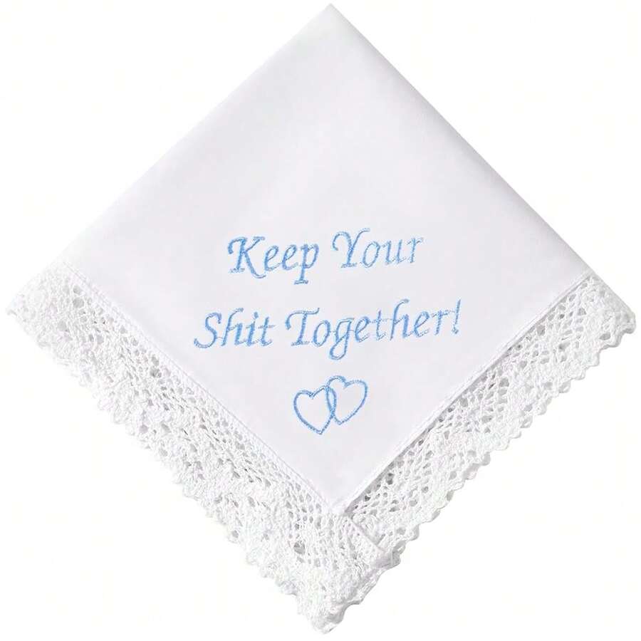 Wedding Handkerchiefs Something Blue For Bride, Mother Of The Bride Gifts Embroidered Lace Keepsake Bridal Hankies - 保持你的狀態 - 查看 1