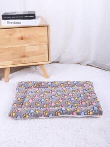 1pc Coral Fleece Paw Print Pattern Warm Washable Pet Pad, Suitable For Mini And Extra Small Cats/Dogs, All Season Sleeping Mat (Please Note: This Is A Thin Pad Without Filling, Only Suitable For Small Pets! Recommend Buying One Size Larger For More Comfort. After Receiving, Please Manually Fluff And Place For 3-5 Days To Restore The Original State) - Pink - View 10