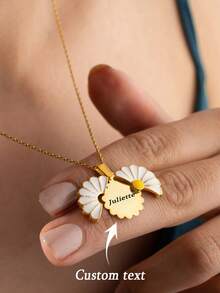 1PC Custom Personalized Necklace For Women, Open Custom Necklace, Fashion Jewelry, Women's Necklace, Women's Jewelry, Custom Gifts, Gifts For Her, Daisy Necklaces, Mom's Birthday Gifts, Christmas Gifts, Valentine's Day Gifts, Anniversary Gifts, New Year Gifts - Multicolor - View 5