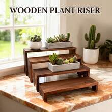 8 Pcs Wood Risers Display Stands, 2 Set Wooden Risers For Table Display, 4 Tier Rectangular Riser Display Stand Wooden For Cupcake, Desserts, Perfume, Collections, Jewelry Showcase - Multicolor - View 7