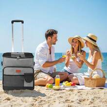 VIESS Hielera Portátil 35L con Ruedas y Mango Telescópico, Bolsa Térmica Plegable, A Prueba de Fugas, Nevera con Carro Todo Terreno para Playa, Camping, Picnic y Supermercado - por defecto - Ver 8