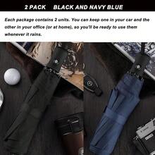 Two Pack The Original Portable Travel Umbrella For Rain Windproof, Perfect Car Golf Umbrella, Backpack, And On-The-Go.(Black & Navy Blue, 2 Pack),42Inch-2Packs,Black&NavyBlue - 黑藍 - 查看 4