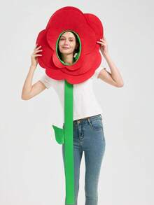 1件情人节红玫瑰告白服装，红花绿叶嘉年华万圣节角色扮演服装，适合成人，均码