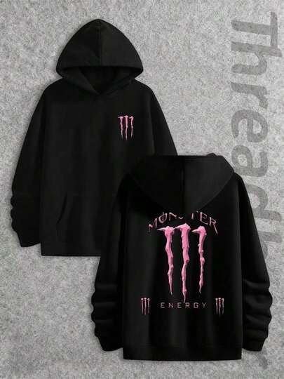 Camiseta Deportiva para Hombre de Monster Energy con Diseño de Patrón de Garra Rosa de Doble Cara, Sudadera Casual de Manga Larga para Otoño e Invierno, Cómoda y a la Moda, Cálida con Terciopelo, Ropa Y2K, Ropa para Parejas, Adecuada para Uso Diario y Puede Usarse como Regalo para Amigos y Familia, Actividades al Aire Libre, Regalos de Festival, Ropa Navideña para Hombres, Regalos para Hombres