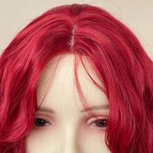 Long, Red, Wavy Wig With A Center Part And Synthetic Fiber Curls, Suitable For Everyday Wear, Cosplay, Parties, And Other Occasions. - Red - View 5