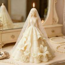 1个DIY婚纱硅胶蜡烛模具，素色裙摆3D婚纱装饰模具 - 透明色 - 查看 10