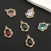 2个22x15mm多色单吊坠水滴吊坠，适用于耳环、手链、项链等DIY珠宝制作配件 - 彩色 - 查看 3