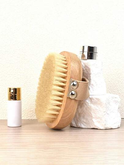 1pc Wooden Body Brush With Soft Bristles, Suitable For Dry Skin, Removes Dead Skin Cells, Softens Skin, Promotes Lymphatic Drainage And Blood Circulation, Ideal For Spa, Massage And Shower Use