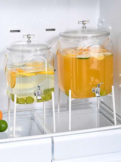 Dispensador de bebidas | Con portavasos, bandeja de hielo y infusor de frutas, con grifo - Redondo, ideal para fiestas. Perfecto para bebidas frías y fiestas al aire libre, excelente para barbacoas, eventos del Día del Trabajo, reuniones en el patio trasero y enfriador de bebidas al aire libre.