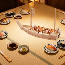 ZHFEISY Wooden Sushi Boat Serving Tray 28 Inch Sushi Plate For Restaurant & Parties Sushi Decorative Tray - 預設 - 查看 1