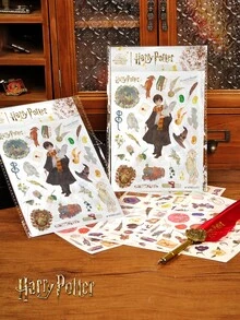 Harry Potter 50pcs Cartoon Stickers And 6pcs Cute Character Theme Washi Stickers, Waterproof Vinyl Stickers, Suitable For Decoration, Journal, Vintage Multi-Purpose Scrapbook, Water Bottle, Fun Stickers For Teens And Adults. [Officially Licensed] - Multicolor - View 7