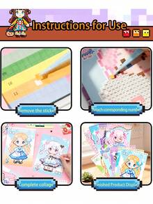 1 cuốn sách dán hạt cườm kiểu pixel, vật liệu trang trí thủ công DIY, sách dán sticker quà tặng thủ công kiểu xếp hình, sách dán sticker dùng trong album ảnh lưu niệm. - Nhiều màu - Xem 10