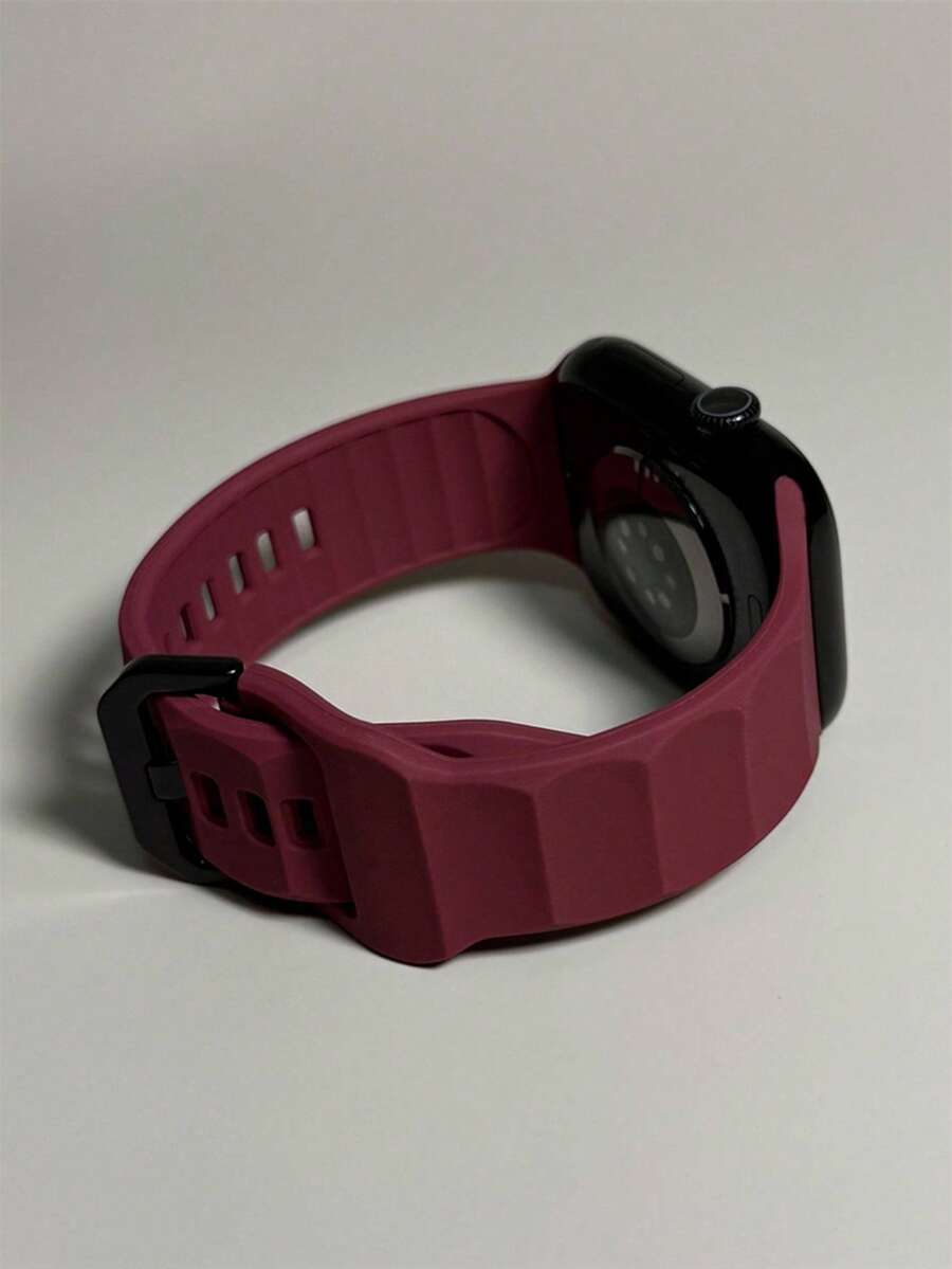 1条运动硅胶表带,兼容 42mm、38mm、40mm、41mm、44mm、45mm、46mm、49mm,时尚智能手表替换表带,兼容Series Ultra2、Ultra SE2、SE 11、10、9、8、7、6、5、4、3、2、1,男女通用 - 酒紅色 - 查看 1